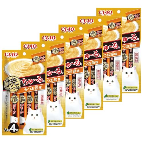 乐天商城 - チャオ (CIAO) 焼かつおちゅ〜る かつお節味 8g×4本 6個セット 送料無料