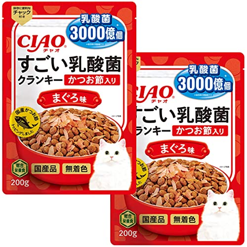 CIAO(チャオ) すごい乳酸菌クランキー かつお節入り まぐろ味 200g×2個 送料無料