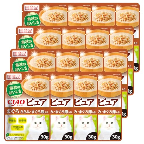 チャオ (CIAO) ピュアパウチ まぐろ ささみ・まぐろ節入り 30g 16個セット 送料無料