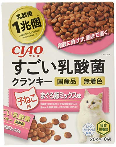 CIAO(チャオ) すごい乳酸菌クランキー BOX 子ねこ用 まぐろ節ミックス味 20g×30袋 送料無料