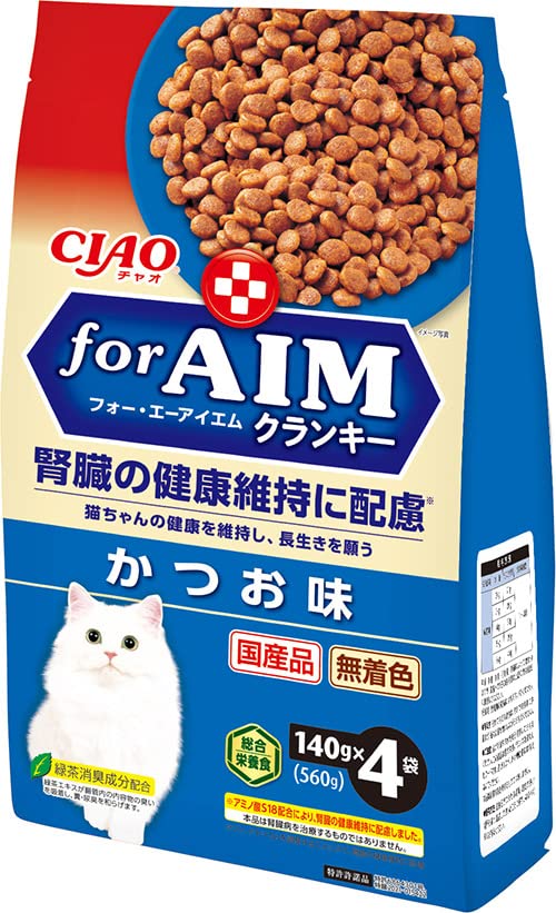 チャオ (CIAO) for AIM クランキー かつお味 140g×4袋 猫用 ドライフード 送料無料
