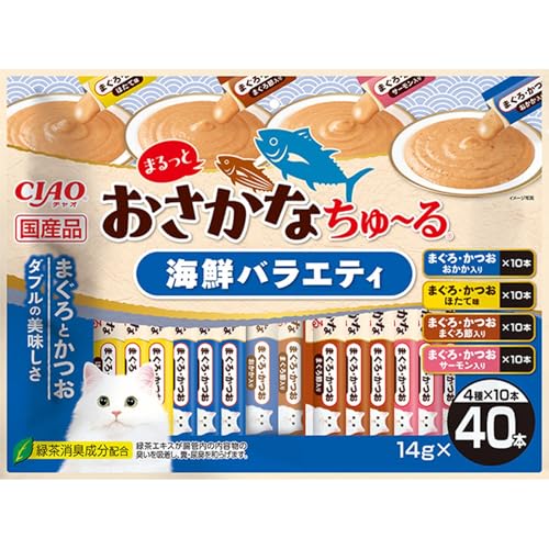 チャオ (CIAO) まるっとおさかなちゅ~る 海鮮バラエティ 14g×40本 送料無料