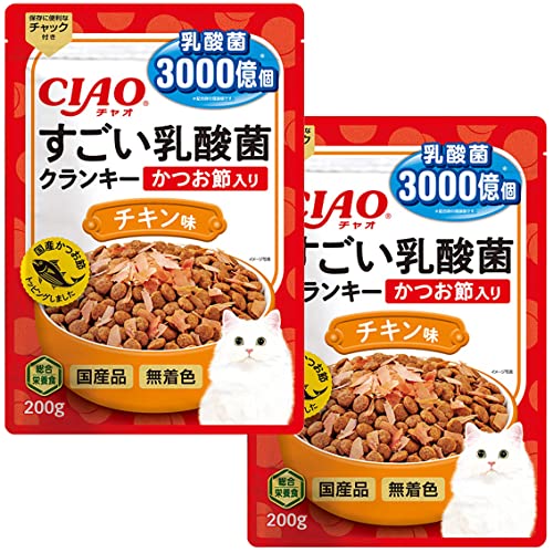 CIAO(チャオ) すごい乳酸菌クランキー かつお節入り チキン味 200g×2個 送料無料