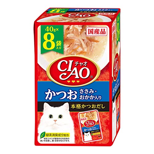 CIAO (チャオ) CIAOパウチ かつお ささみ・おかか入り 40g×8袋 送料無料