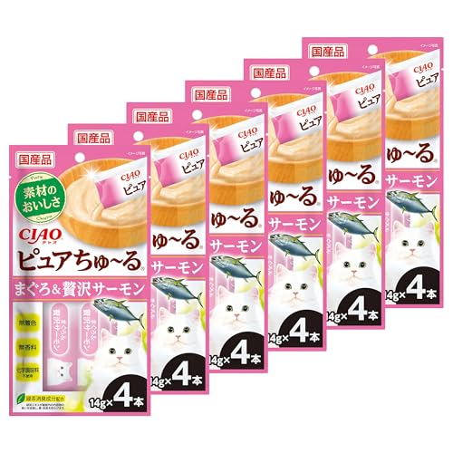 チャオ (CIAO) ピュアちゅ〜る まぐろ＆贅沢サーモン 4本 6個セット 送料無料