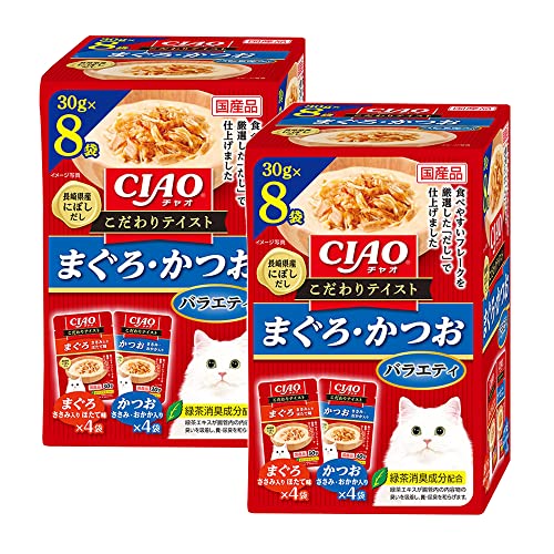 チャオ(CIAO)こだわりテイストまぐろ・かつおバラエティ30g×8袋2個セット 送料無料