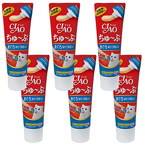 CIAO (チャオ) ちゅ~ぶ まぐろ ほたて貝柱入り 80g 6個セット 送料無料