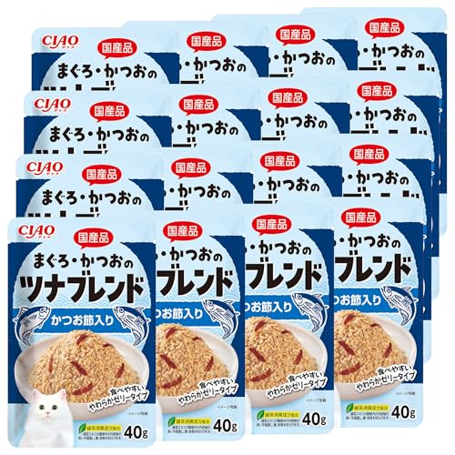 チャオ (CIAO) まぐろ・かつおのツナブレンド かつお節入り 猫用フード 40g×16 送料無料