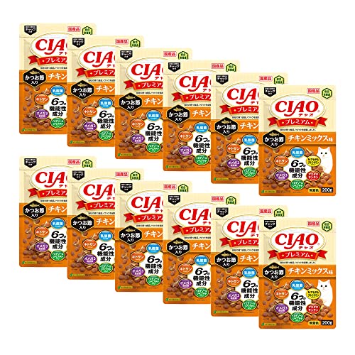 CIAO (チャオ) CIAOプレミアム かつお節入り チキンミックス味 200g 12個セット 送料無料
