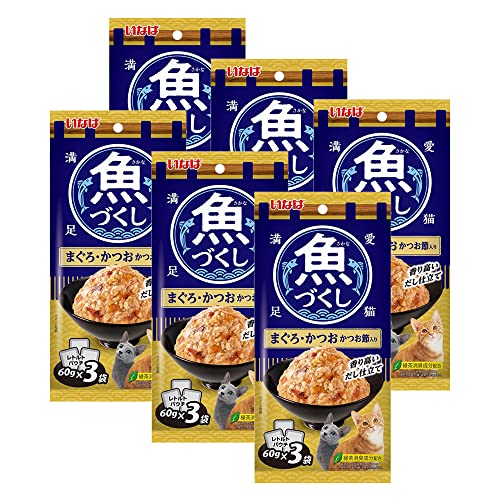 チャオ (CIAO) いなば 魚づくし まぐろ・かつお かつお節入り 60g×3袋 6個セット 送料無料