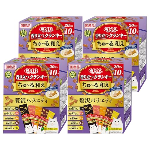 CIAO (チャオ) 香り立つクランキーちゅ〜る和え BOX 贅沢バラエティ 20g×10袋 4個セット 送料無料