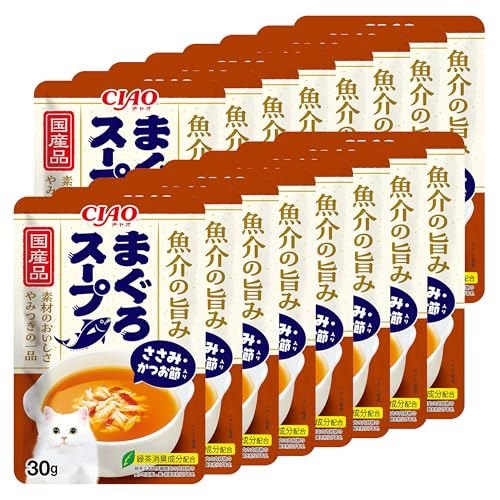 CIAO (チャオ) まぐろスープ ささみ・かつお節入り 30g×16袋 (ボール販売) 送料無料