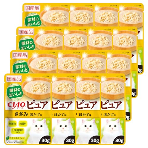チャオ (CIAO) ピュアパウチ ささみ ほたて味 30g 16個セット 送料無料