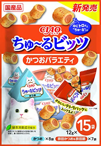 チャオ (CIAO) ちゅ~るビッツ かつおバラエティ 12g×14袋 猫用おやつ 送料無料