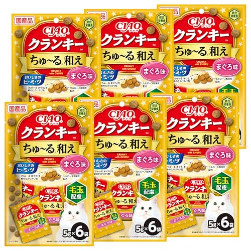 チャオ (CIAO) クランキーちゅ~る和え 毛玉配慮 まぐろ味 5g×6袋 6個セット まぐろ 猫 送料無料