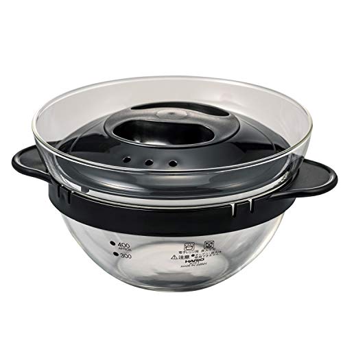 HARIO(ハリオ) ガラスのレンジおかず鍋 電子レンジ用 レンジで簡単調理 ブラック 実用容量450ml 日本製..