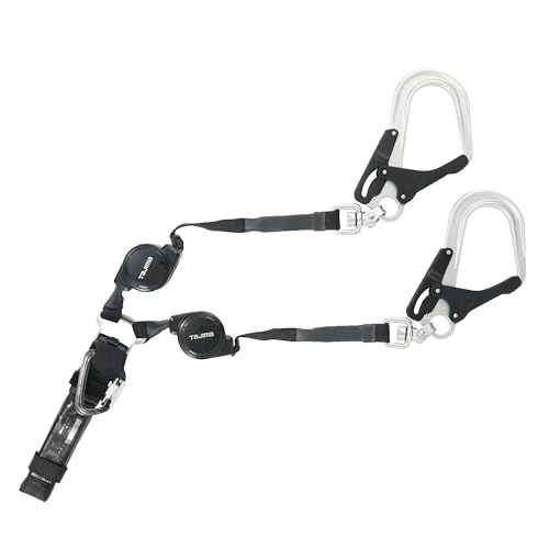 タジマ 新規格安全帯 ハーネス用ランヤード 両側巻取式ダブル 130kg対応 A4CR150F-WL8 小型軽量の新型..