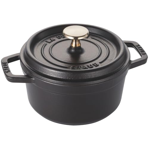 staub ストウブ 「 ピコ ココット ラウンド ブラック 16cm 」 小さい 両手 鋳物 ホーロー 鍋 IH対応 【日本正規販売品 送料無料