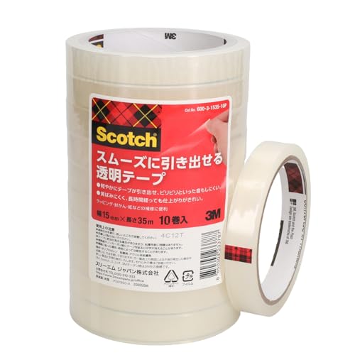 乐天商城 - 3M スコッチ スムーズに引き出せる透明テープ 15mm x 35m 10巻パック 600-3-1535-10P 送料無料
