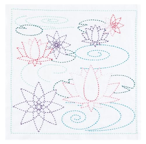 オリムパス 製絲 刺し子 花ふきん キット 四季の花ふきん 水面の蓮 SK-492 送料無料