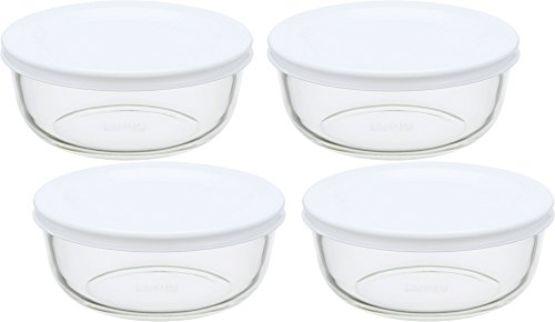 iwaki(イワキ) 耐熱ガラス 保存容器 S 400ml ×4個セット ごはん 1膳 パックぼうる KBC4140-W1 ホワイト 送料無料...