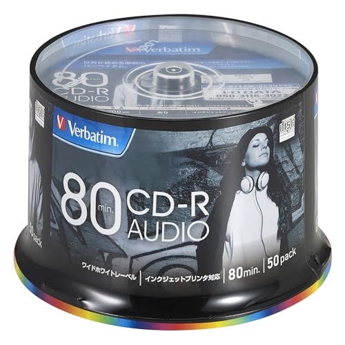 バーベイタムジャパン(Verbatim Japan) 音楽用 CD-R 80分 50枚 ホワイトプリンタブル 48倍速 MUR80FP5 送料無料