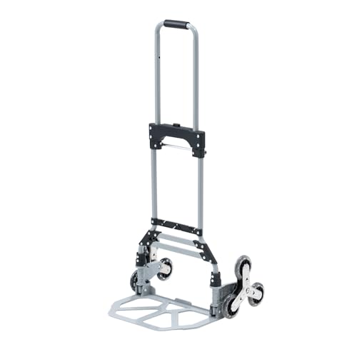 3輪階段用台車グレー/大/CART-FA6GY・Style:3輪階段用台車・パッケージ個数:1・3輪キャスターで段差を乗り越えて荷物を運べる折りたたみキャリーです。・コンパクトに折りたたむことができて持ち運びも可能、使う時にさっと取り出し、開いて荷物を載せることができます。・荷台部分を広げると3輪キャスターが出てくる仕組みです。荷台部分を閉じると同時にキャスター部分が閉じられ、簡単に折りたためます。・本体重量が4kg以下で、3輪キャスターを採用しているので、軽量で安定感があります。・持ち手は握りやすいグリップ付きです。荷物に合わせて長さを伸縮でき、ロックボタンで固定することができます。●3輪キャスターで段差を乗り越えて荷物を運べる折りたたみキャリーです。 ●コンパクトに折りたたむことができて持ち運びも可能、使う時にさっと取り出し、開いて荷物を載せることができます。 ●荷台部分を広げると3輪キャスターが出てくる仕組みです。荷台部分を閉じると同時にキャスター部分が閉じられ、簡単に折りたためます。 ●本体重量が4kg以下で、3輪キャスターを採用しているので、軽量で安定感があります。 ●持ち手は握りやすいグリップ付きです。荷物に合わせて長さを伸縮でき、ロックボタンで固定することができます。 ●キャスター材質はPVCを採用しており、段差のある場所でも安定して使えます。 ■カラー：グレー ■サイズ：W450×D105〜485×H770〜1020mm 収納部有効内寸/W385×D280mm（荷台サイズ） ■キャスター：直径/90mm PP＋PVC素材 ■重量：約3.8kg ■梱包：1個口 ■出荷形態：組立出荷 ■材質： 本体/スチール（焼付塗装）＋アルミニウム グリップ/EVA キャスター/PP＋PVC ■耐荷重： 平面使用時/約70kg 階段昇降時/約45kg