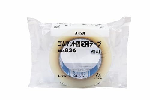 積水化学工業 SEKISUI ゴムマット固定用テープ 38mm×50m 透明 凹凸面 玄関マット フロアマット ズレ防..