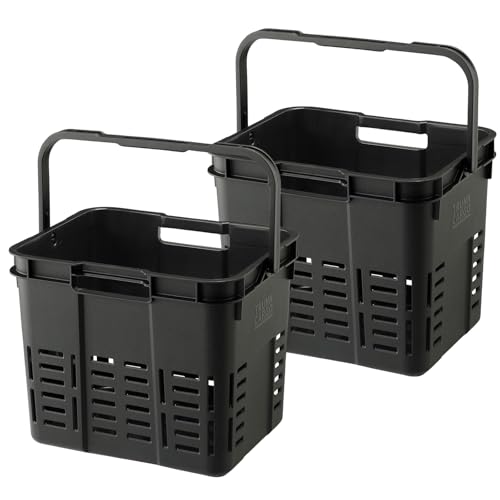 リス(RISU) トランクカーゴ メッシュカーゴ ブラック 16L 2個セット 日本製 小物入れ キャンプ プラス..