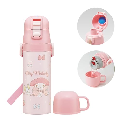 2way430ml/470 ml/SKDC4・Color:2way430ml・パッケージ個数:1・サイズ：ダイレクトタイプ：径6.8×高23cm、コップタイプ：径6.8×高21.5cm・材質：ステンレス鋼、コップ・中栓・フタ：ポリプロピレン、キャップ：PET、パッキン：シリコーンゴム、底板：熱可塑性エラストマー・原産国：中国2WAYのボトルキャップで使い分けができるステンレスボトル。 ボトルを傾けてもキャップが倒れてこないキャップロック設計。 ダイレクトタイプは保冷専用です。 熱い飲み物はコップタイプでご使用ください。 本体は保温・保冷に優れた真空二重構造。 ショルダーベルトにネームプレートが付いているので、幼稚園や学校にピッタリです。 保冷効力：8度以下（6時間） 保温効力：73度以上（6時間） ※電子レンジ・自動食器洗浄機、食器乾燥機は使用しないでください。
