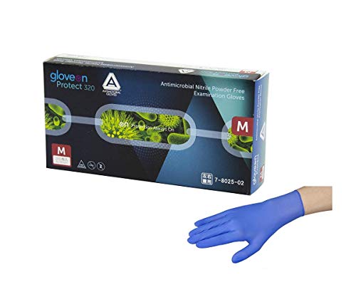 アズワン ナビス 抗菌性ニトリル手袋 AMG パウダーフリー 1箱(100枚入) サイズ:M 送料無料