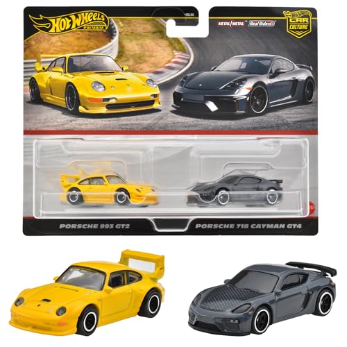 乐天商城 - ホットウィール(Hot Wheels) プレミアム 2パック ポルシェ 993 GT2/ ポルシェ 718 ケイマン GT4 乗り物おも 送料無料