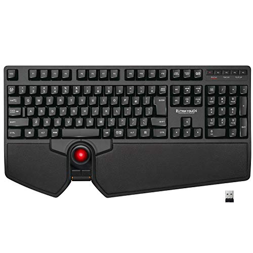 English Keyboard - エレコム USB トラックボール付キーボード ワイヤレス (レシーバー付属) プレミアムメンブレン キー割り当て リストレスト ブラック 送料無料