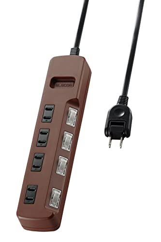 エレコム 電源タップ color style 雷ガード 省エネ 個別スイッチ 4個口 1m ブラウン T-BR02-2410BR 送料無料