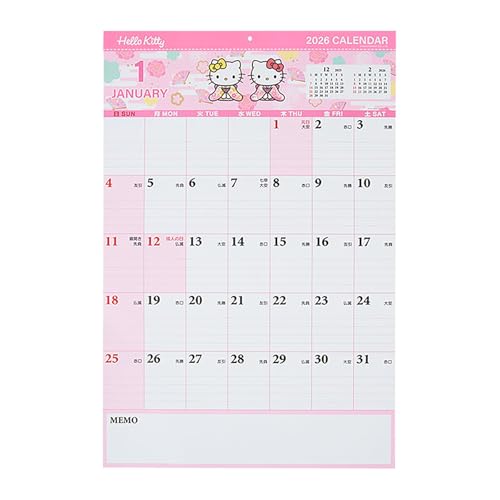 サンリオ(SANRIO) 書き込みカレンダー 2026 ハローキティ 紙壁掛け 壁掛けカレンダー 壁 ...