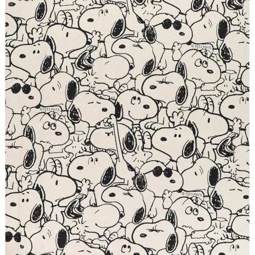 KIYOHARA PEANUTS スヌーピー 生地 オックス モノクロ KN 生成 109cm巾×1mカット 771270 送料無料