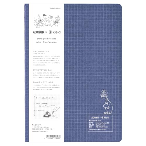 乐天商城 - kleid ノート MOOMIN×kleid 2mmグリッドノート ブルー/ムーミン B6 2mm方眼 8916-05 送料無料
