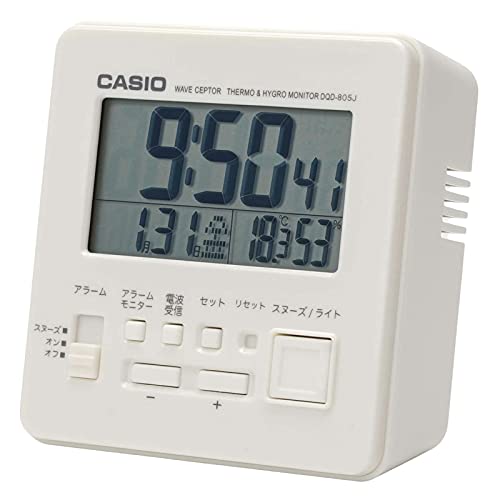 CASIO(カシオ) 目覚まし時計 電波時計 ホワイト 白 デジタル 小型 スヌーズ ライト DQD-805J-7JF 送料無料