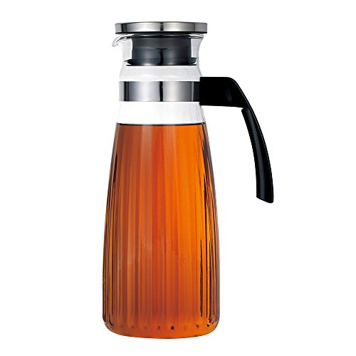 iwaki(イワキ) AGCテクノグラス 耐熱ガラス 麦茶ポット ピッチャー 1.3リットル 丸型 冷水ポット 冷水筒 オーバルサーバー 送料無料