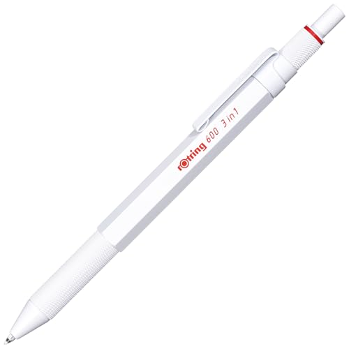乐天商城 - rOtring ロットリング 多機能ペン 600 パーマネントホワイト 3in1 ボールペン 2色 (赤黒) & シャープペン 化粧箱入 送料無料