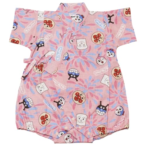 【本体綿100％】2025年 夏物 アンパンマン 甚平ロンパス Anpanman ピンク◇80cm 送料無料