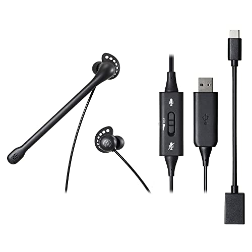 オーディオテクニカ ATH-202USB ヘッドセット USB 有線 ノイズキャンセリング マイク付き インナーイヤー イヤホン …