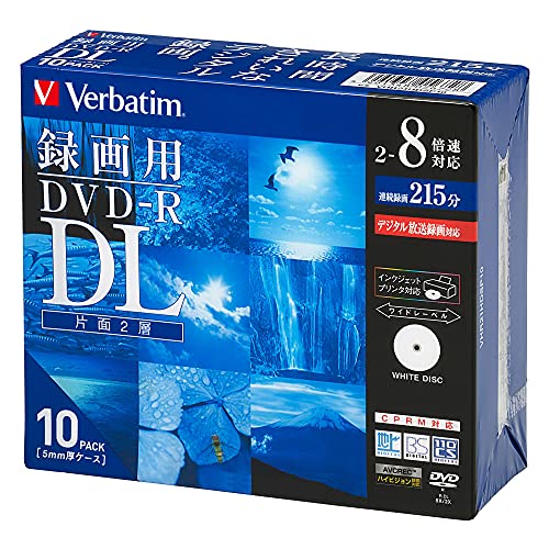 バーベイタムジャパン(Verbatim Japan) 1回録画用 DVD-R DL CPRM 215分 10枚 ホワ...