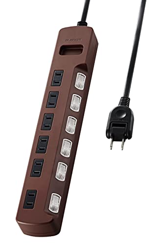 ELECOM OAタップ color style 雷ガード 個別スイッチ 6個口 2m ブラウン T-BR04-26...