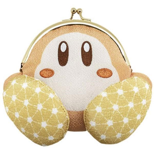 (C) Nintendo / HAL Laboratory Inc.星のカービィの和柄シリーズ「ふわふ和コレクション」から、和風感漂うちりめん風の生地を使用したカービィとワドルディのがまぐちポーチです。小銭やおやつを入れてどこでも一緒にお出かけできます！