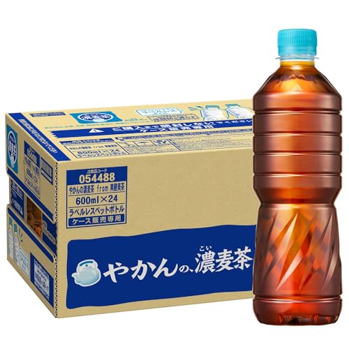 [機能性表示食品]コカ・コーラ やかんの濃麦茶 from 爽健美茶 ラベルレス 600ml PET ×24本 [ノンカフェイン] 送料無料