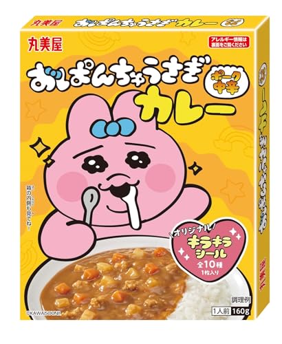 FlavorName:カレー ポーク中辛PatternName:10個セット・原材料:野菜（じゃがいも（国産）、にんじん）、大豆油、豚肉、小麦粉ルウ、砂糖、ソテーオニオン、マーガリン、りんごペースト、食塩、カレー粉、チキンエキス調味料、香辛料／増粘剤（加工でん粉）、調味料（アミノ酸等）、カラメル色素、（一部に乳成分・小麦・大豆・鶏肉・豚肉・りんごを含む）・商品サイズ(高さx奥行x幅):16cm×16cm×13cm・4902820220650商品紹介 ・SNS発のキャラクター「おぱんちゅうさぎ」のカレーです。 ・豚肉の旨味と炒めた玉ねぎのおいしさが溶け込んだ、中辛のポークカレーです。 ・具材には、豚肉、にんじん、じゃがいも入り。 ・オリジナルキラキラシール1枚入り（全10種）。 ※シールのデザインはご指定いただけません。また、シールのデザインは重複することがあります。 ※パッケージのデザインは1種類です。 原材料・成分 野菜（じゃがいも（国産）、にんじん）、大豆油、豚肉、小麦粉ルウ、砂糖、ソテーオニオン、マーガリン、りんごペースト、食塩、カレー粉、チキンエキス調味料、香辛料／増粘剤（加工でん粉）、調味料（アミノ酸等）、カラメル色素、（一部に乳成分・小麦・大豆・鶏肉・豚肉・りんごを含む）