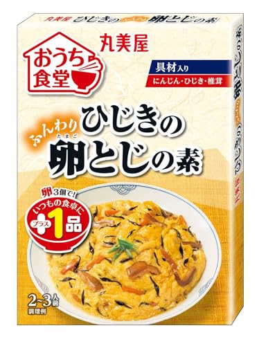 FlavorName:ひじきのふんわり卵とじの素×10個PatternName:プラス1品シリーズ・原材料：にんじん（国産）、醤油、ひじき、椎茸、砂糖、でん粉、みりん、エキス（酵母、鰹節）、食塩、鰹節粉、デキストリン、還元水あめ／トレハロース、（一部に小麦・大豆を含む）・商品サイズ(高さx奥行x幅):17.5cm×15cm×12.5cm商品紹介 ・具材入りだから、用意するのはお手頃価格の具材1品だけ。副菜に便利なおいしさです。 ・常温保存可能なので、買い置きに便利です。 ・2-3人前の和風のおかずが、フライパン一つで簡単に楽しめます。 ・にんじん、ひじき、椎茸の具材入りなので、用意するのは卵3個だけ。 ・鰹だしの効いた、やさしい味わいです。健康感のある「ひじき」と、ふんわり食感に仕上がった玉子の組み合わせが食卓を彩ります。 原材料・成分 にんじん（国産）、醤油、ひじき、椎茸、砂糖、でん粉、みりん、エキス（酵母、鰹節）、食塩、鰹節粉、デキストリン、還元水あめ／トレハロース、（一部に小麦・大豆を含む）