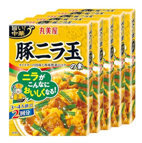 豚ニラ玉・FlavorName:豚ニラ玉・原材料：醤油（国内製造）、砂糖、エキス（カキ、チキン、酵母）、にんにくペースト、生姜ペースト、食塩、ごま油、発酵調味料、ねぎ油、胡椒／調味料（アミノ酸等）、増粘剤（加工でん粉、キサンタン）、（一部に小麦・ごま・大豆・鶏肉・豚肉を含む）・商品サイズ(高さx奥行x幅):17.5cm×7.5cm×12.5cm商品紹介 ・中華の定番メニューが、2回分作れる商品です。 ・1回分当たり、3-4人前なので、家族皆で楽しめるボリュームおかずが出来上がります。 ・「3-4人前×2回分』入りだから、1回分でアレンジしたり、2回分まとめて使ったり、シーンに合わせた使い方が出来ます（箱の内側にアレンジレシピの作り方を記載しています）。 ・オイスターソースや醤油をベースに、香味野菜(にんにく・生姜)の風味と胡麻油・ねぎ油を効かせ、ごはんによく合う濃厚な味わいに仕上げました。 原材料・成分 醤油（国内製造）、砂糖、エキス（カキ、チキン、酵母）、にんにくペースト、生姜ペースト、食塩、ごま油、発酵調味料、ねぎ油、胡椒／調味料（アミノ酸等）、増粘剤（加工でん粉、キサンタン）、（一部に小麦・ごま・大豆・鶏肉・豚肉を含む）
