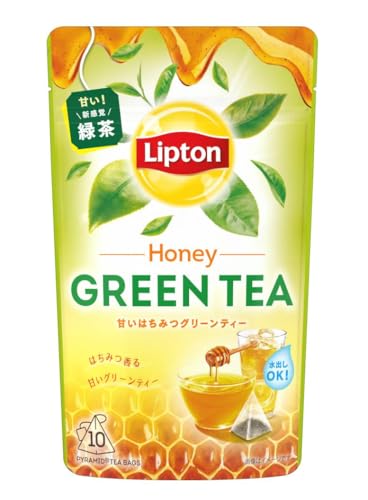 -/グリーンティー ハニー 14P×6袋/-・Size:グリーンティー ハニー 14P×6袋・原材料名：緑茶(ケニア)、エリスリトール、はちみつパウダー、コーンスターチ/香料、甘味料(スクラロース、アセスルファムカリウム、ステビア)・商品サイズ(高さx奥行x幅):18cm×32.4cm×11cm商品紹介 Since 1890 - 茶園からティーポットへ リプトンは130年以上にわたる茶の研究と品質へのこだわりをベースに茶葉を厳選し、気軽においしく楽しめるお茶を125ヵ国以上で展開しています。 【リプトン グリーンティー ハニー ティーバッグ 10袋】 リプトン独自のブレンドで緑茶なのに苦み控えめで飲みやすい。 はちみつの香りが広がる甘い新感覚緑茶。 リラックスにもリフレッシュにもピッタリ! 香りとおいしさが広がる、ピラミッドR型ティーバッグ。 ＼ホットでもアイスでも美味しいから1年中楽しめる／ [ホット] 200mlのお湯で30秒。濃いめが好きな方は2-4分で。 ：ゆっくりしたいあなたに、ホッと一息甘いリラックスタイム。 [水出し]200mlの水で3-5分。氷を入れて楽しんで! ：気分を変えたいあなたに、甘いはちみつの香りでリフレッシュ。 使用上の注意：はちみつを含むため、1歳未満の乳児には与えないでください。熱湯の取り扱いには十分ご注意ください。清潔な容器を使用し、水出しの場合、できあがったお茶は冷蔵保存し、お早めにお飲みください。 開封後はチャックをしっかりと閉めて保存し、お早めにご使用ください。 ティーバッグの中の粒は香料です。 原材料・成分 緑茶(ケニア)、エリスリトール、はちみつパウダー、コーンスターチ/香料、甘味料(スクラロース、アセスルファムカリウム、ステビア) 使用方法 ホット: 200mlのお湯で30秒 - 2-4分 (濃いめが好きな方) : アイス: 200mlの水で3-5分。氷を入れて楽しんで!